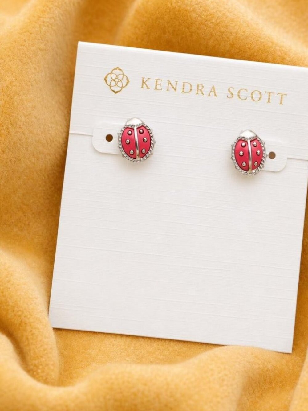 Kendra Scott Ladybug Silver Red Magnesite Stud Earrings